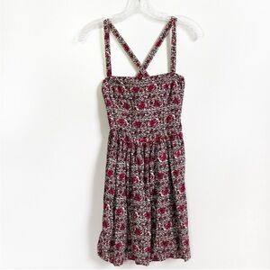Abercrombie & Fitch mini dress red blue floral sleeveless fit and flare